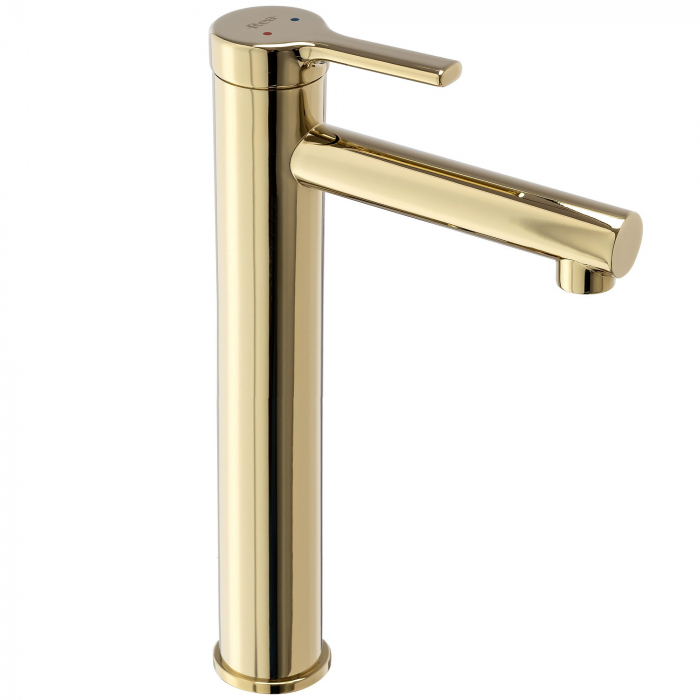 Baterie lavoar Pixel Gold High, montaj pe blat sau lavoar, alama, auriu, perlator aer [3]