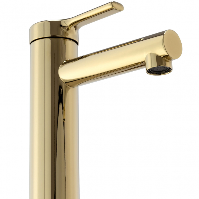 Baterie lavoar Pixel Gold Low, montaj pe blat sau lavoar, alama, auriu, perlator aer [5]