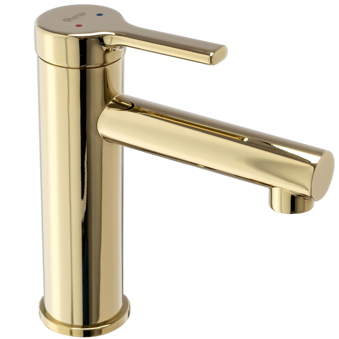 Baterie lavoar Pixel Gold Low, montaj pe blat sau lavoar, alama, auriu, perlator aer [4]