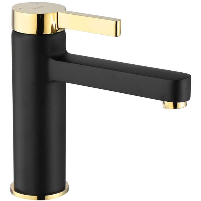 Baterie lavoar Polo Black Gold Low, montaj pe blat sau lavoar, alama, negru, perlator aer [2]