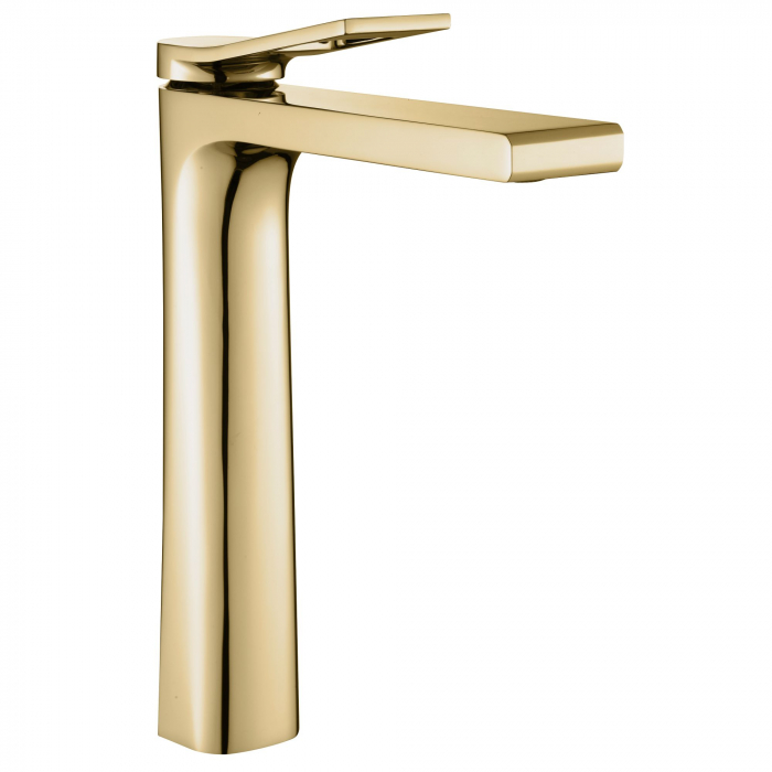 Baterie lavoar Soul Gold High, montaj pe blat sau lavoar, alama, auriu, perlator aer [1]