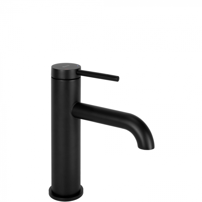 Baterie lavoar Spot Black Low, montaj pe blat sau lavoar, alama, negru, perlator aer [1]