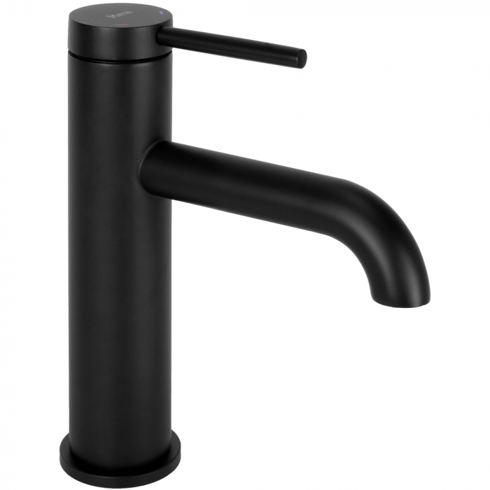 Baterie lavoar Spot Black Low, montaj pe blat sau lavoar, alama, negru, perlator aer [6]