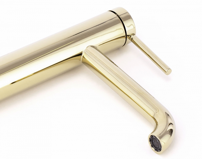 Baterie lavoar Spot Gold Low, montaj pe blat sau lavoar, alama, auriu, perlator aer [5]