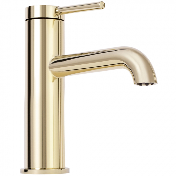 Baterie lavoar Spot Gold Low, montaj pe blat sau lavoar, alama, auriu, perlator aer [4]