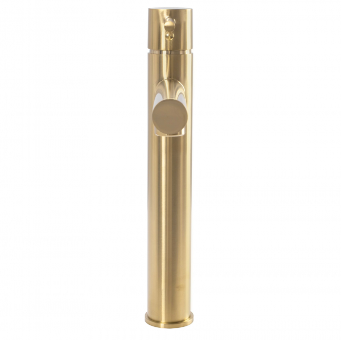 Baterie lavoar Tess Brush Gold High, montaj pe blat sau lavoar, alama, auriu [3]