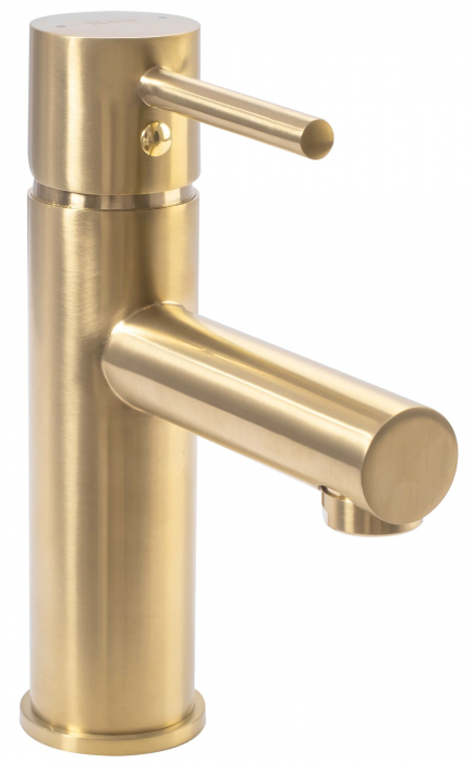 Baterie lavoar Tess Brush Gold, montaj pe blat sau lavoar, alama, auriu [2]