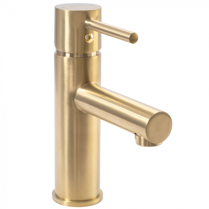 Baterie lavoar Tess Brush Gold, montaj pe blat sau lavoar, alama, auriu [5]