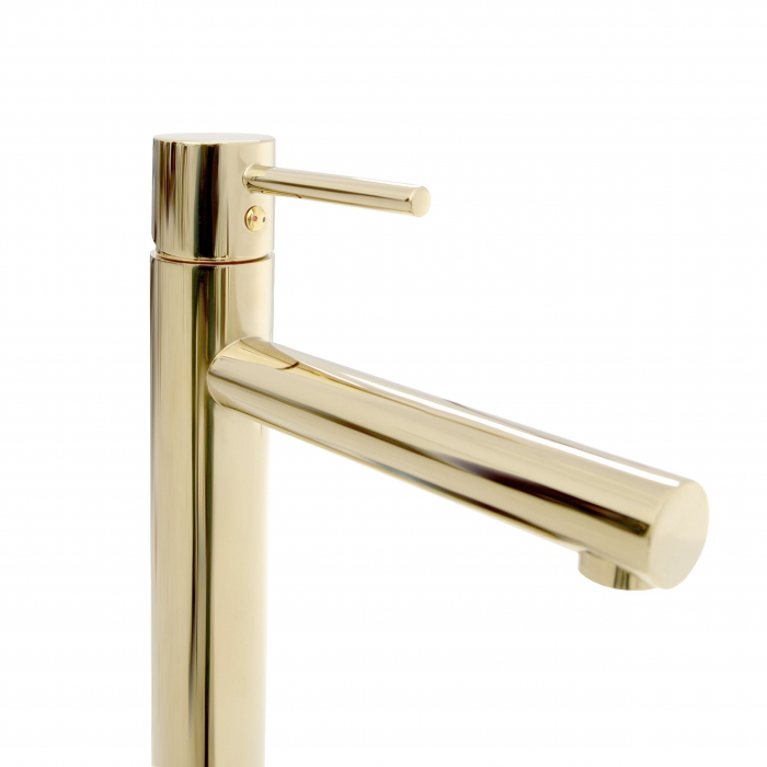 Baterie lavoar Tess High Light Gold, montaj pe blat sau lavoar, alama, auriu [7]
