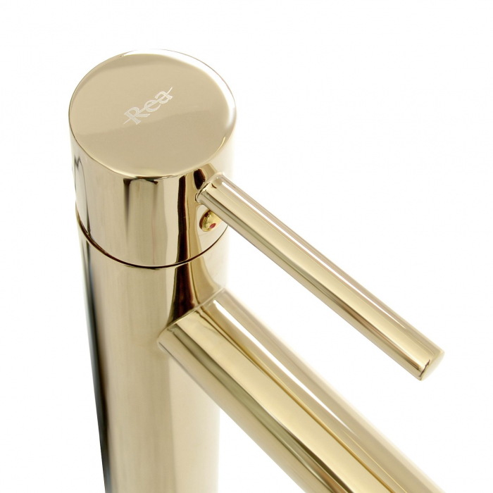 Baterie lavoar Tess High Light Gold, montaj pe blat sau lavoar, alama, auriu [3]