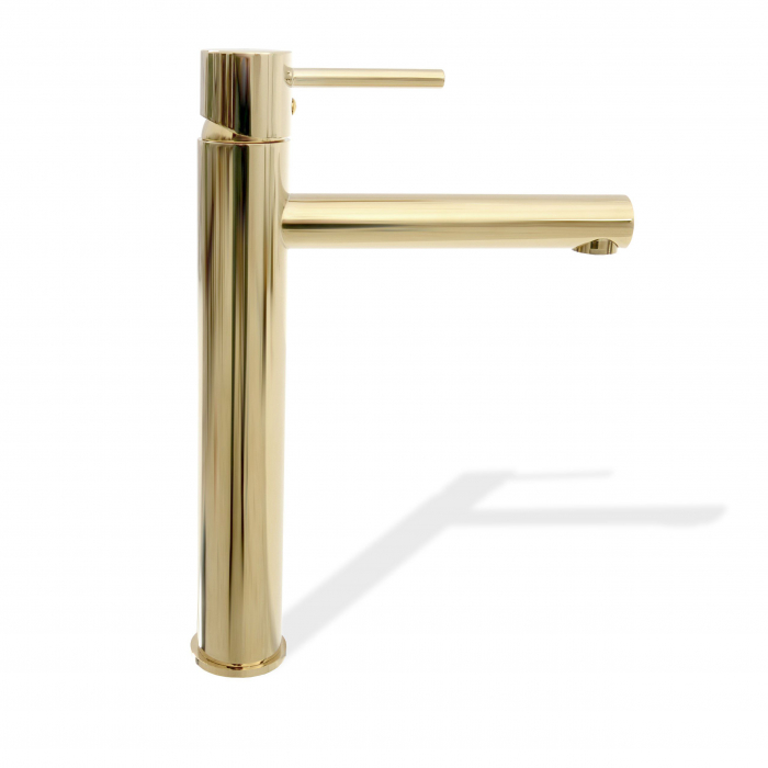 Baterie lavoar Tess High Light Gold, montaj pe blat sau lavoar, alama, auriu [2]