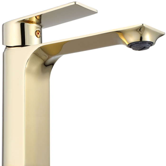 Baterie lavoar Urban Gold High, montaj pe blat sau lavoar, alama, auriu, perlator aer [2]