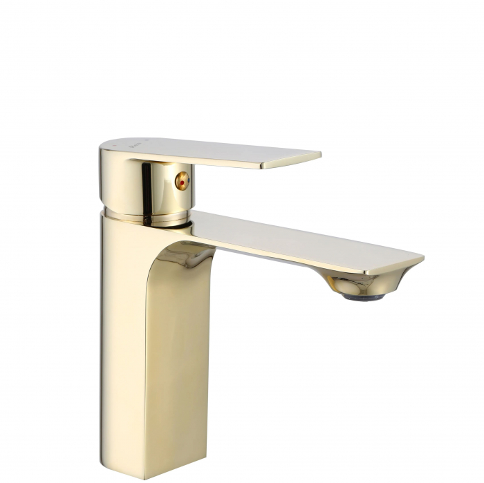 Baterie lavoar Urban Gold Low, montaj pe blat sau lavoar, alama, auriu, perlator aer [1]