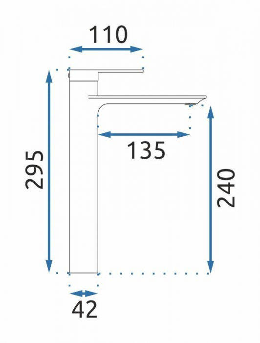 Baterie lavoar Veneta Chrome High, montaj pe blat sau lavoar, alama, crom, perlator aer [4]