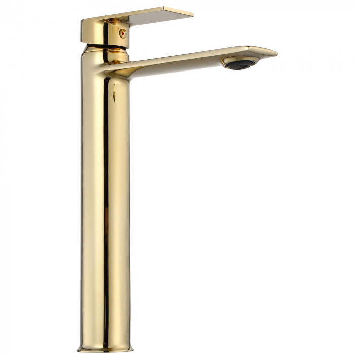 Baterie lavoar Veneta Gold High, montaj pe blat sau lavoar, alama, auriu, perlator aer [3]