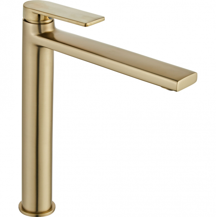 Baterie lavoar Verso Brush Gold High, montaj pe blat sau lavoar, alama, auriu, perlator aer [1]