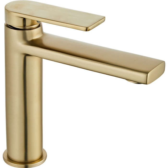 Baterie lavoar Verso Brush Gold Low, montaj pe blat sau lavoar, alama, auriu, perlator aer [2]