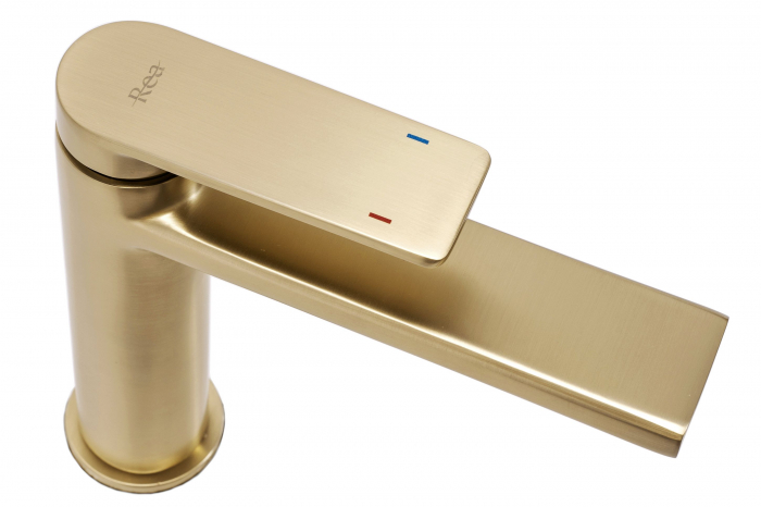Baterie lavoar Verso Brush Gold Low, montaj pe blat sau lavoar, alama, auriu, perlator aer [5]