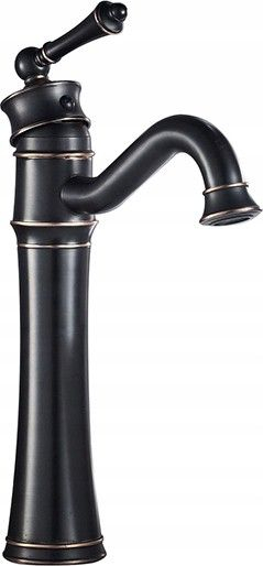 Baterie lavoar Vintage Old Black inalta, montaj pe blat sau lavoar, alama, negru, perlator aer [1]