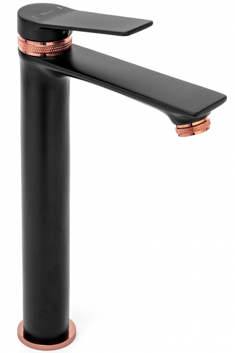 Baterie lavoar Viral Black-rose Gold High, montaj pe blat sau lavoar, alama, negru sau auriu, perlator aer [3]