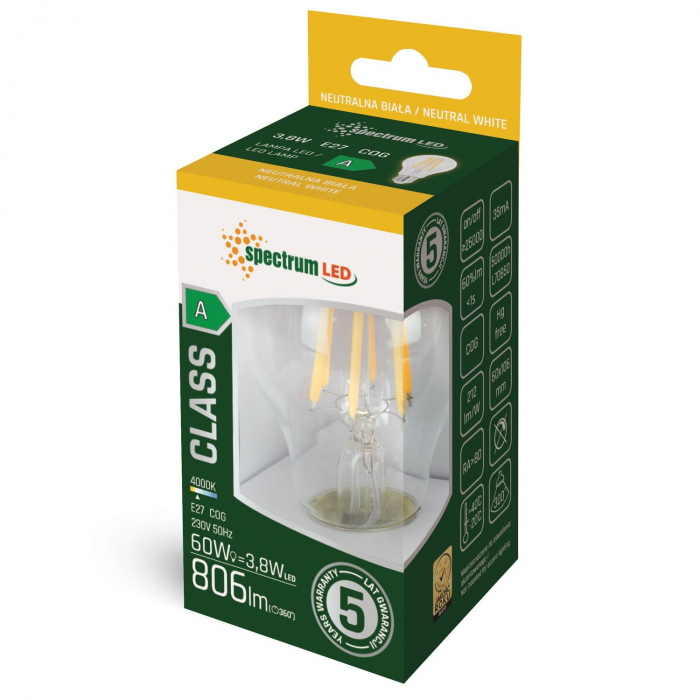 Bec cu LED GLS COG E-27 3,8W WOJ+14640 [3]