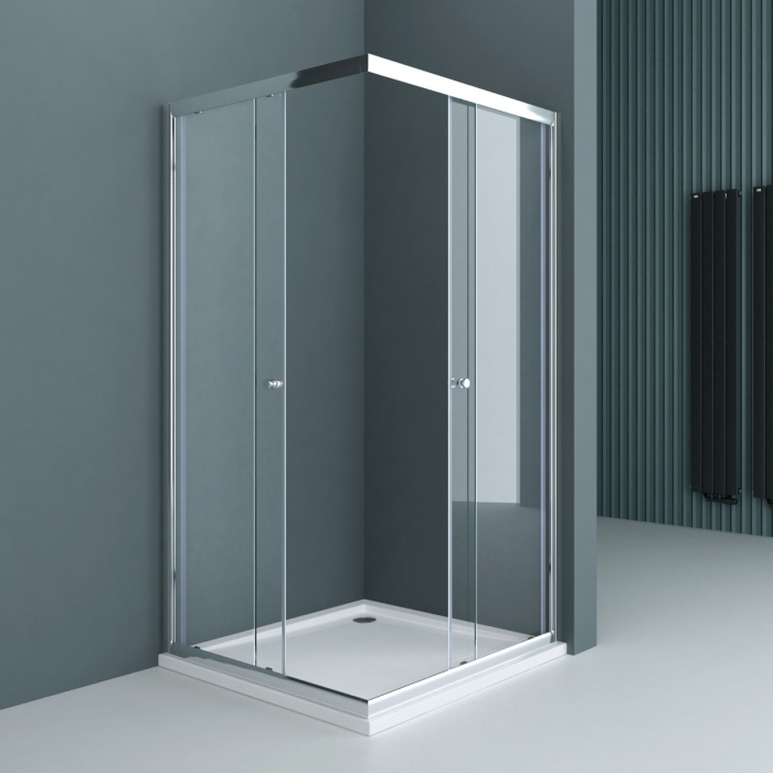 Cabina Astra 16K, crom, sticla transparenta, 2 usi glisante, cu sau fara cadita, diverse dimensiuni [2]