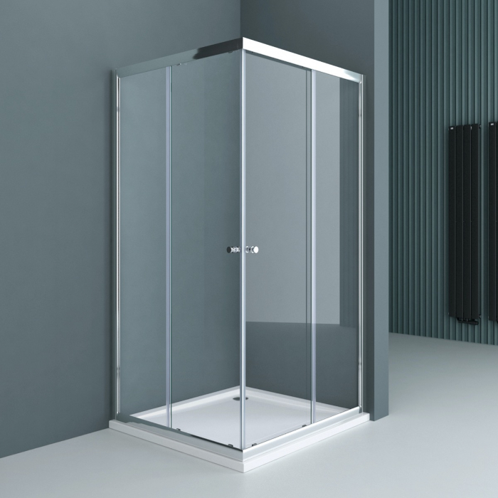 Cabina Astra 16K, crom, sticla transparenta, 2 usi glisante, cu sau fara cadita, diverse dimensiuni [1]