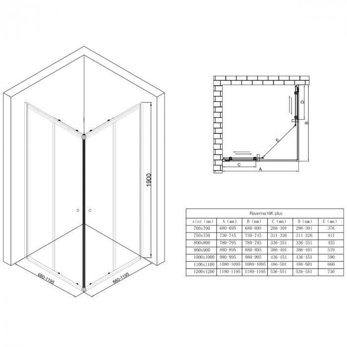Cabina Astra 16K-L, crom, sticla transparenta, 2 usi glisante, cu sau fara cadita, diverse dimensiuni [6]