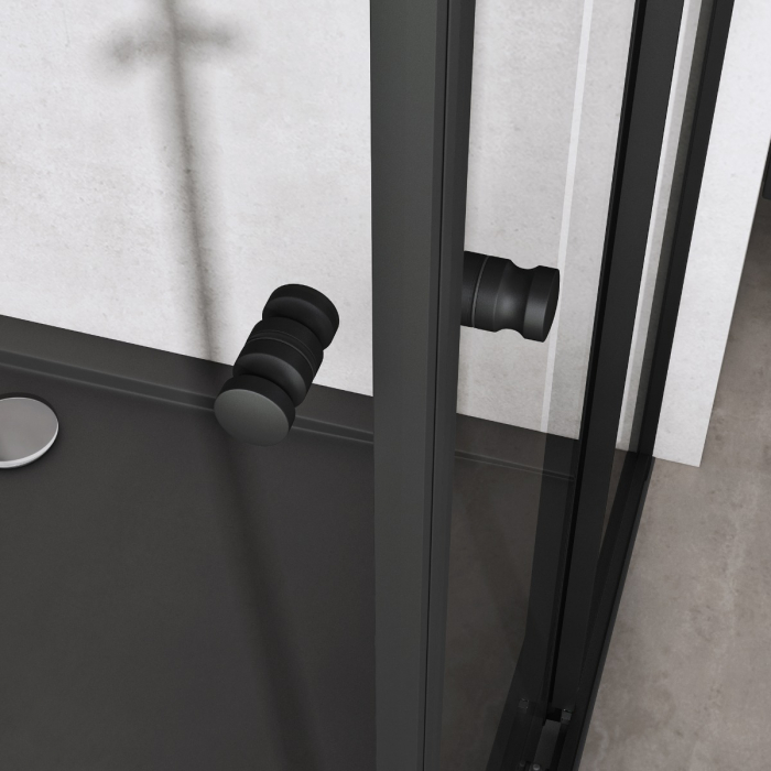Cabina Astra 16L-K, negru, sticla transparenta, usa glisanta, fara cadita, diverse dimensiuni [2]