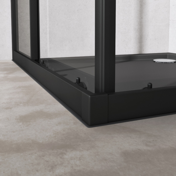 Cabina Astra 16L-K, negru, sticla transparenta, usa glisanta, fara cadita, diverse dimensiuni [7]