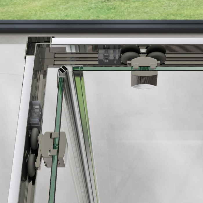 Cabina Astra 16LK, crom, sticla transparenta, usa glisanta, cu sau fara cadita, diverse dimensiuni [3]