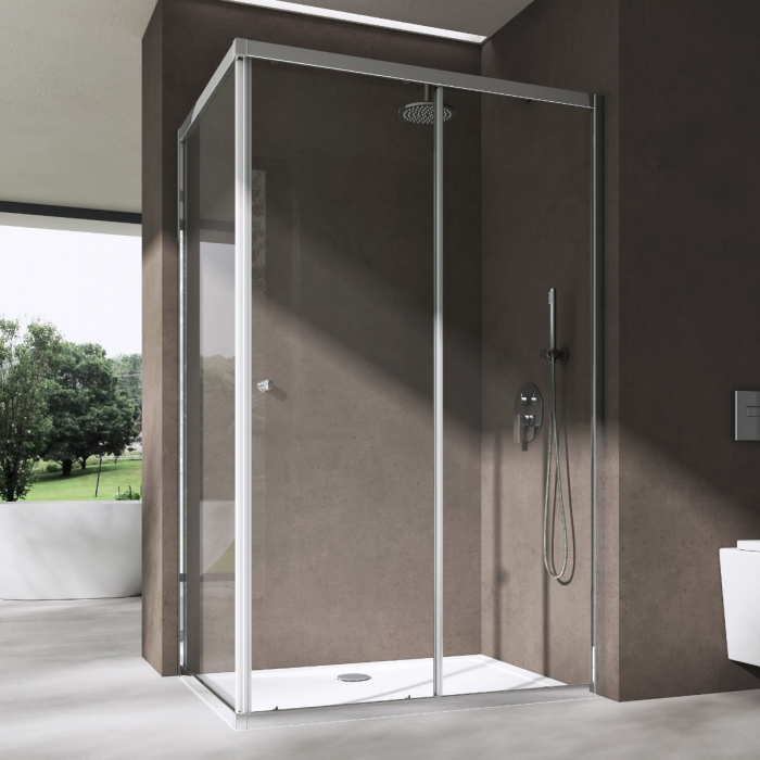 Cabina Astra 16LK, crom, sticla transparenta, usa glisanta, cu sau fara cadita, diverse dimensiuni [1]