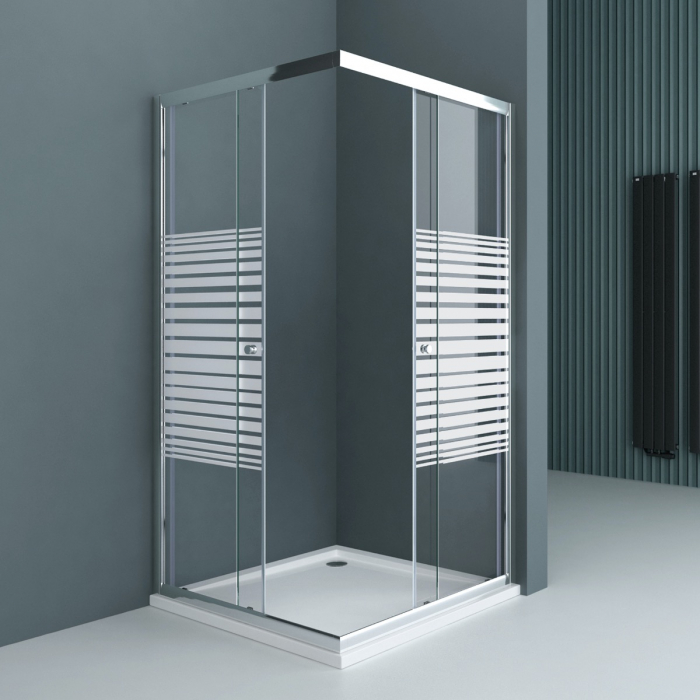 Cabina Astra 16MS, crom, sticla cu model, 2 usi glisante, cu sau fara cadita, diverse dimensiuni [2]