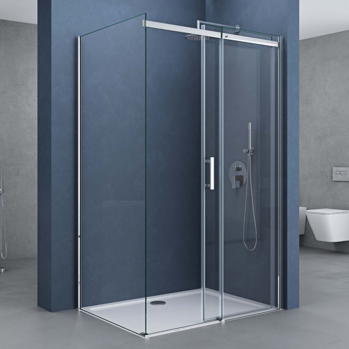 Cabina Astra 18K, crom, sticla transparenta, usa glisanta, cu sau fara cadita, diverse dimensiuni [2]