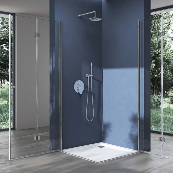 Cabina Astra 26K, crom, sticla transparenta, 2 usi pliabile, cu sau fara cadita, diverse dimensiuni [2]