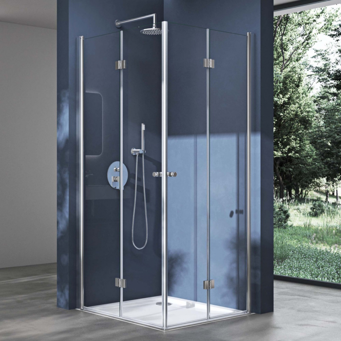 Cabina Astra 26K, crom, sticla transparenta, 2 usi pliabile, cu sau fara cadita, diverse dimensiuni [1]