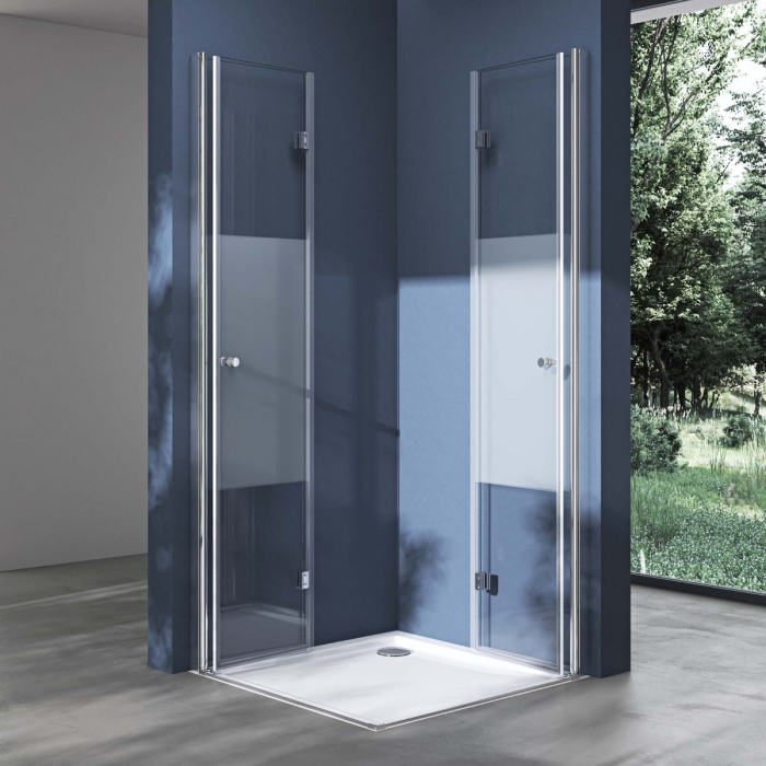 Cabina Astra 26MS, crom, sticla sablata partial, 2 usi pliabile, cu sau fara cadita, diverse dimensiuni [2]