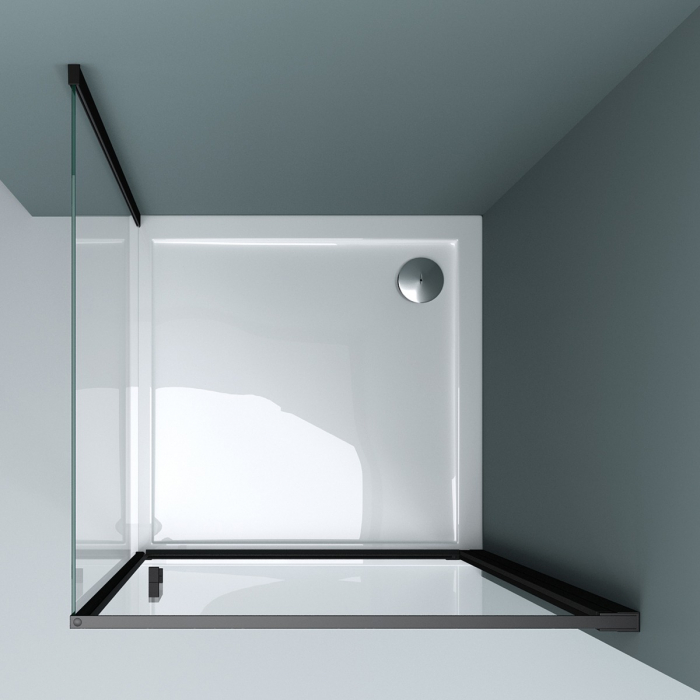 Cabina Astra 36 Plus, negru, sticla transparenta, usa batanta, cu sau fara cadita, diverse dimensiuni [3]