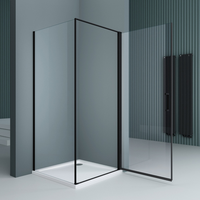 Cabina Astra 36 Plus, negru, sticla transparenta, usa batanta, cu sau fara cadita, diverse dimensiuni [2]