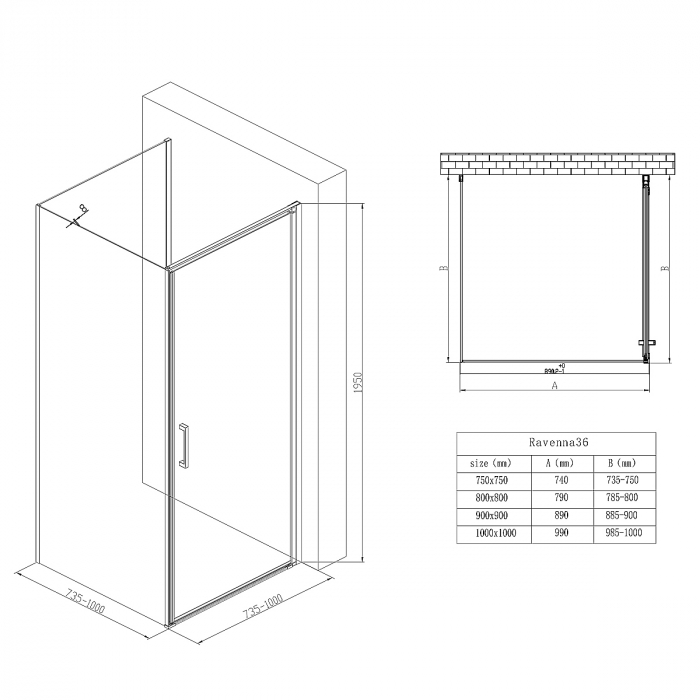 Cabina Astra 36UK, crom, sticla transparenta, usa batanta, cu sau fara cadita, diverse dimensiuni [9]
