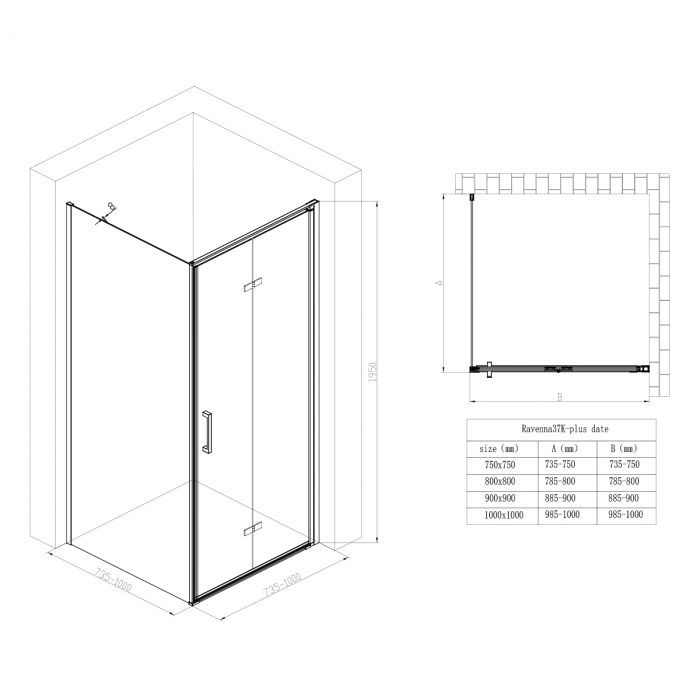 Cabina Astra 37K, crom, sticla transparenta, usa pliabila, cu sau fara cadita, diverse dimensiuni [9]