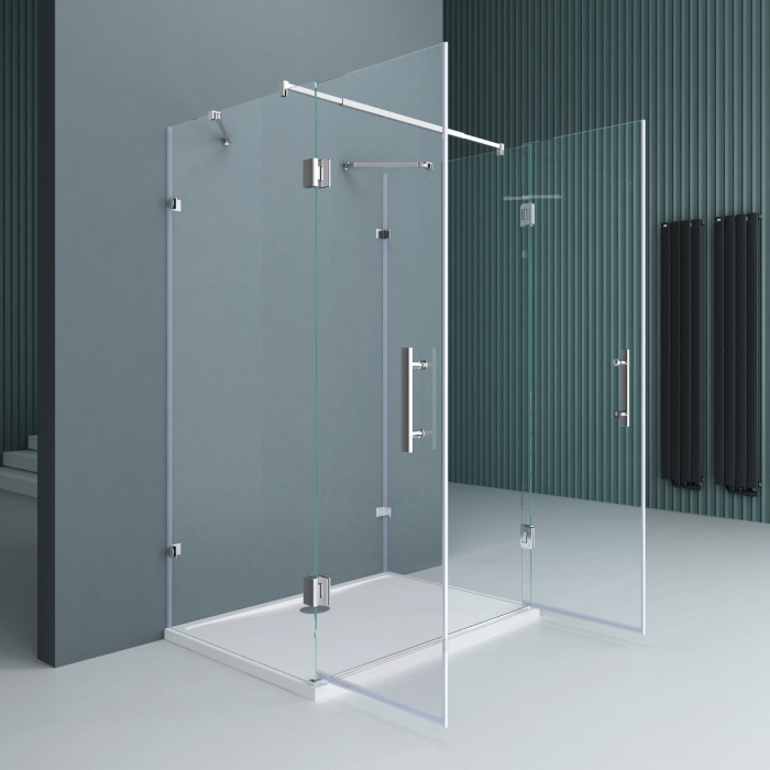 Cabina Astra 40UK, crom, sticla transparenta, 2 usi batante, cu sau fara cadita, diverse dimensiuni [2]