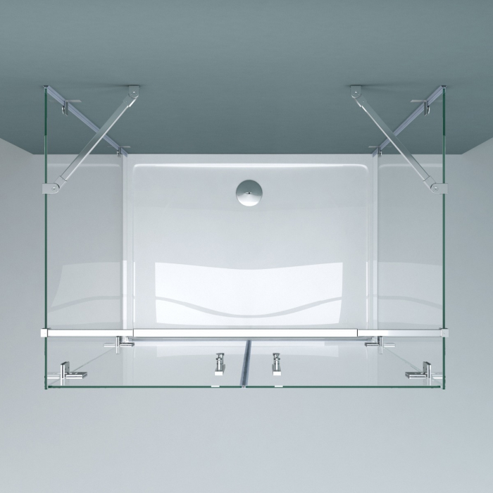 Cabina Astra 40UK, crom, sticla transparenta, 2 usi batante, cu sau fara cadita, diverse dimensiuni [3]