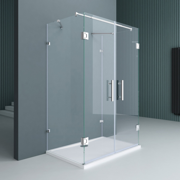 Cabina Astra 40UK, crom, sticla transparenta, 2 usi batante, cu sau fara cadita, diverse dimensiuni [1]