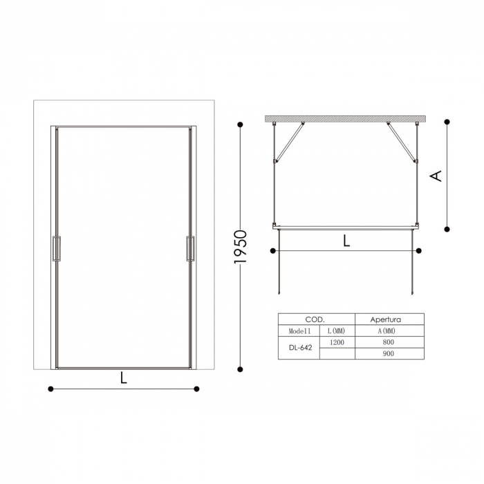 Cabina Astra 50UK, crom, sticla transparenta, 2 usi batante, cu sau fara cadita, 90x100 cm [10]