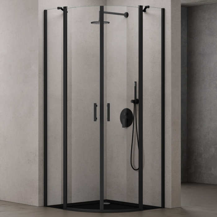 Cabina Astra 52K, crom sau negru, sticla transparenta, 2 usi batante, cu sau fara cadita, diverse dimensiuni [2]