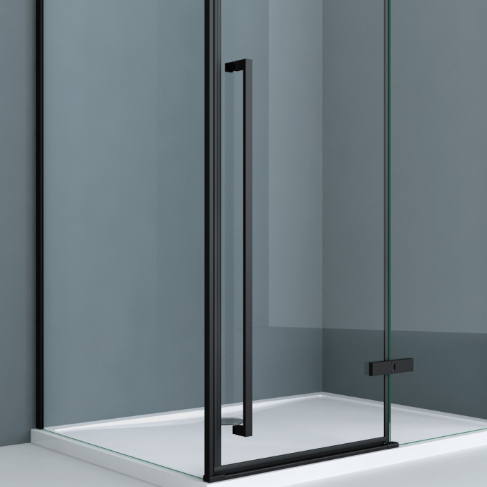 Cabina Astra 64K, negru, sticla transparenta, usa batanta, cu sau fara cadita, diverse dimensiuni [3]
