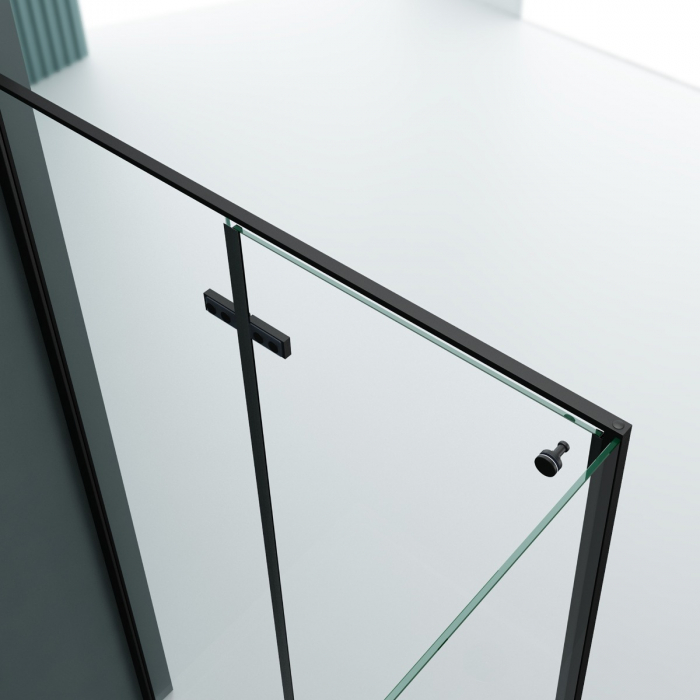 Cabina Astra 64K, negru, sticla transparenta, usa batanta, cu sau fara cadita, diverse dimensiuni [9]