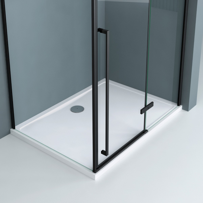 Cabina Astra 64K, negru, sticla transparenta, usa batanta, cu sau fara cadita, diverse dimensiuni [5]
