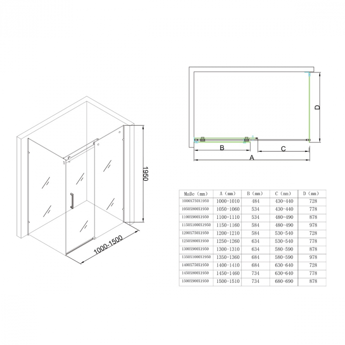Cabina Astra R17-2, crom, sticla transparenta, usa glisanta, cu sau fara cadita, diverse dimensiuni [10]